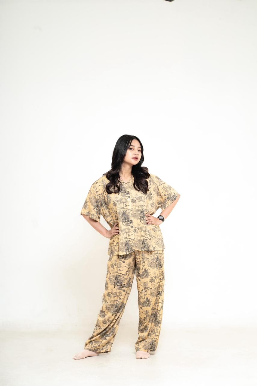 V Neck Pajamas Set - 3